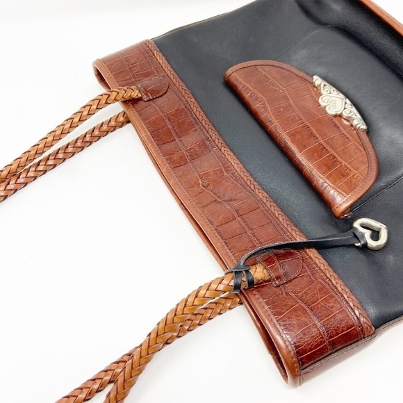 BRIGHTON | Vintage Black Classic Leather Tote - Picture 9 of 16